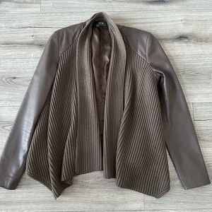 Per Se Carlisle Leather and Sweater Jacket Taupe 2